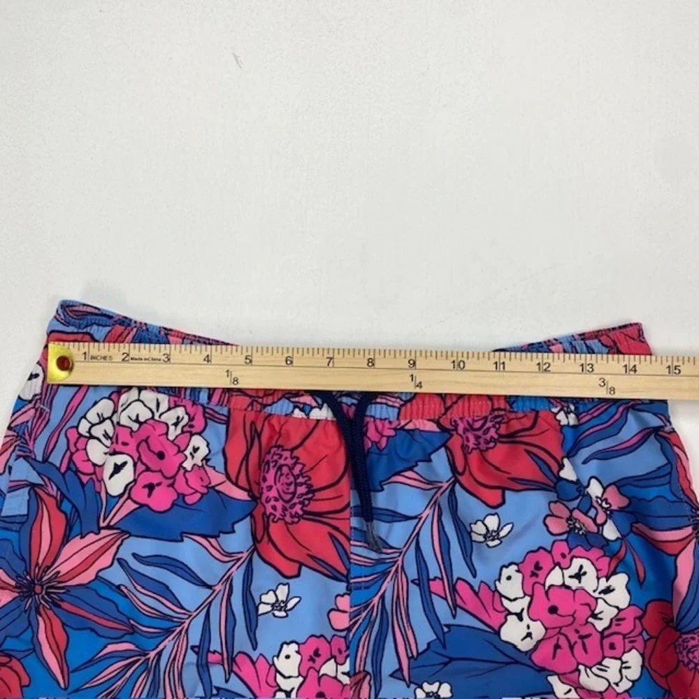Vineyard Vines Boys XL Chappy Floral Swim Trunk Blue Pink 3M001197 7 Inch Inseam